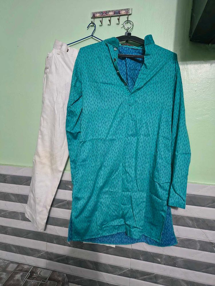 Men's Teal Kurta with Pants used twice