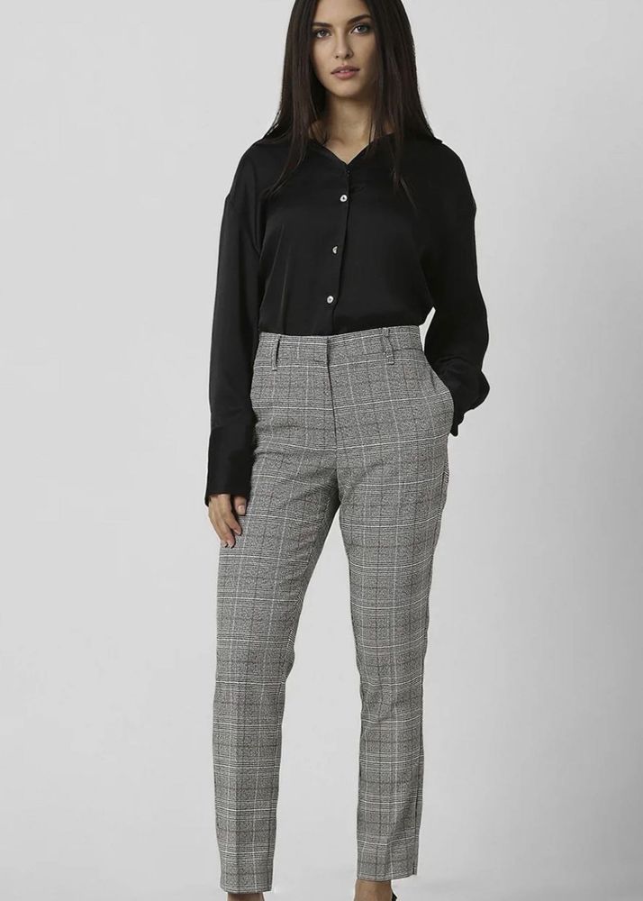 Plaid Patterned Formal Pants