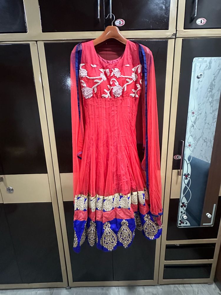 Pink And Blue Anarkali