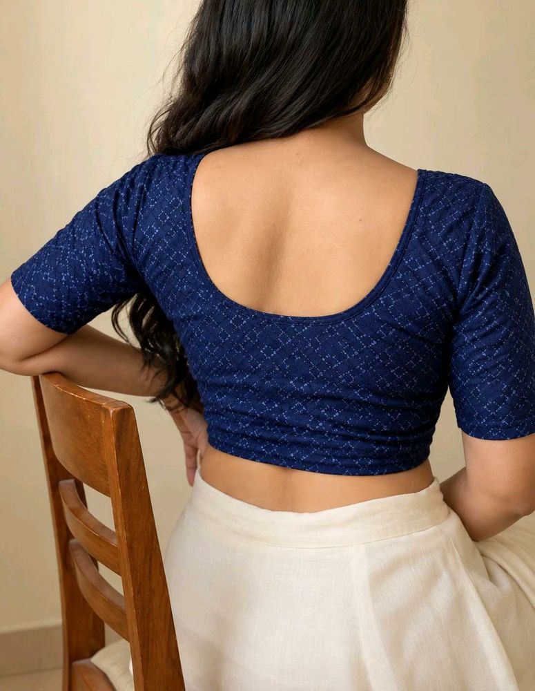 Stylish Blue Patterned Blouse