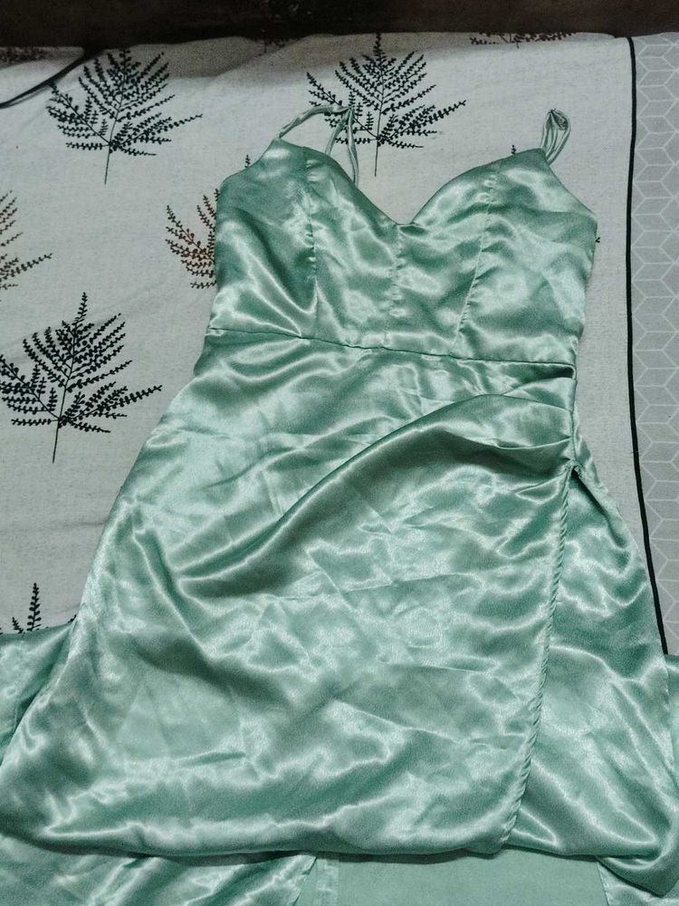 Satin Green Dress
