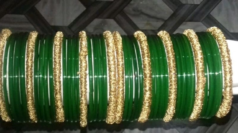 Green &amp; Gold  bangles set ,