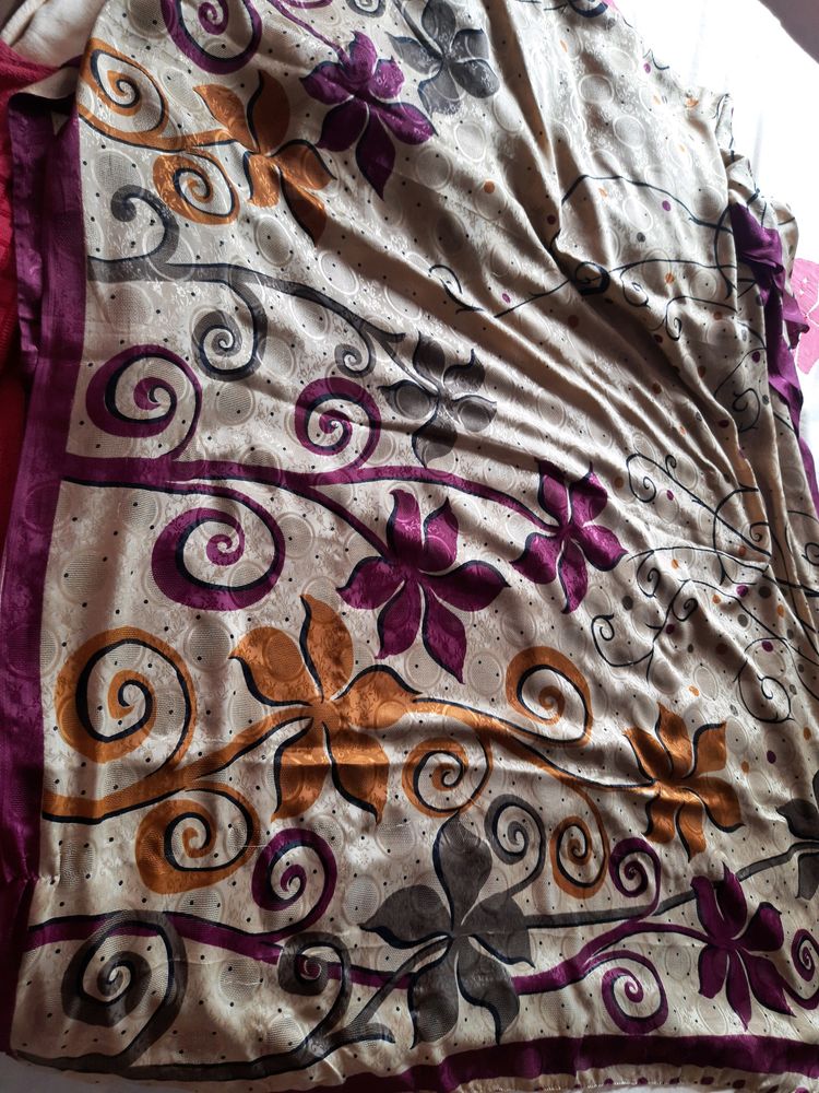 grey bangalore silk gorgete with mauve &amp; mustard f