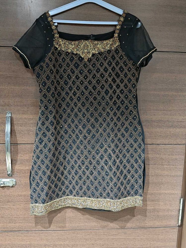 Embellished Black Kurta with Palazzo