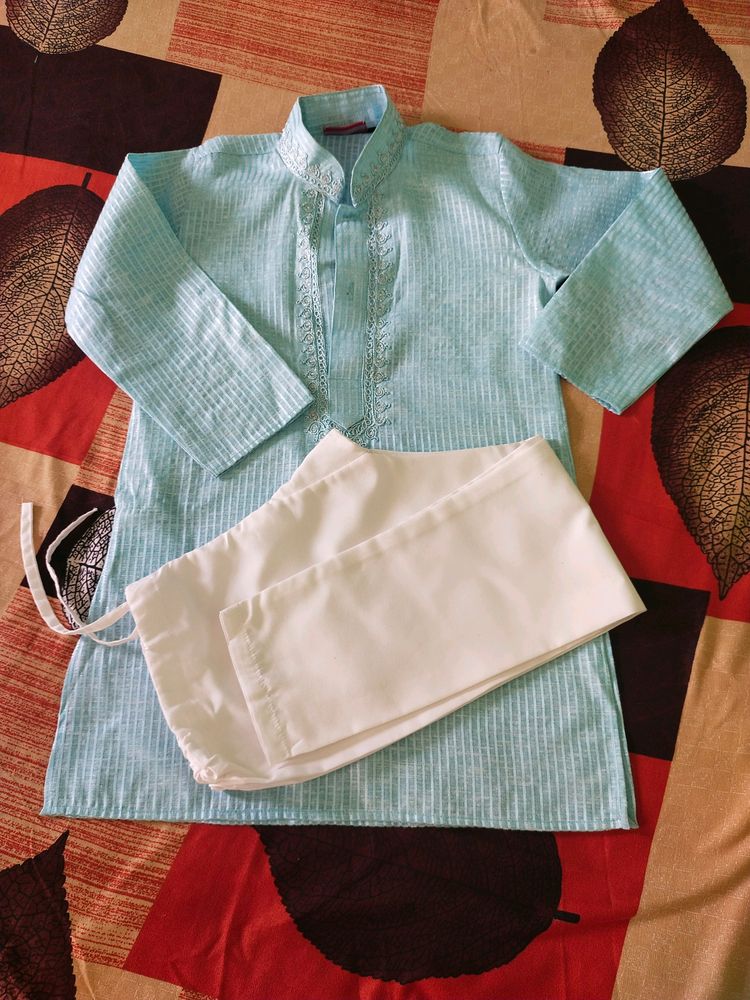 Sky Blue Colour Kurta Payjama Dupatta Set For Boys