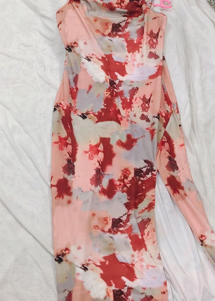 Midi Dress With Cowl Neck Korean Style