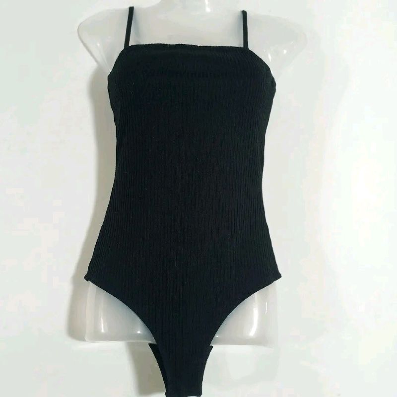 SHEIN Black Ribbed Bodysuit