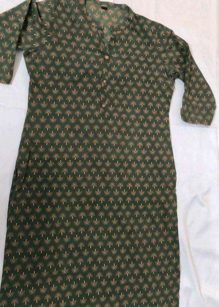 Green Printed Kurta pure cotton