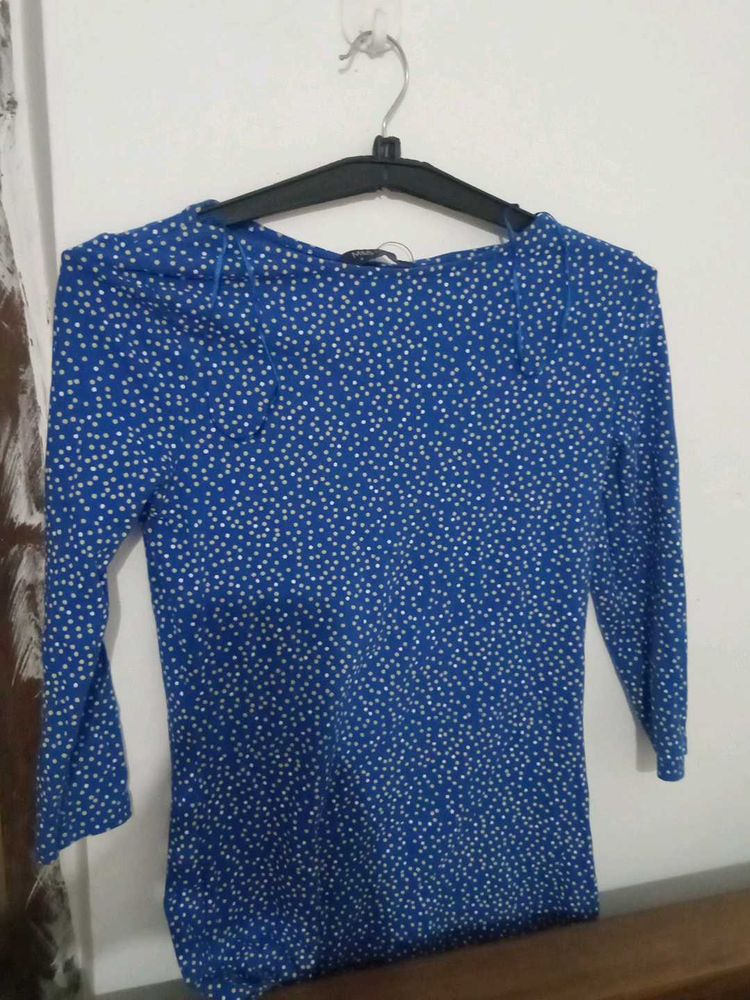 Blue Ditsy Floral Print Top