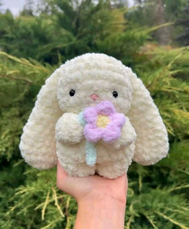 Handmade Crochet Bunny with Flower