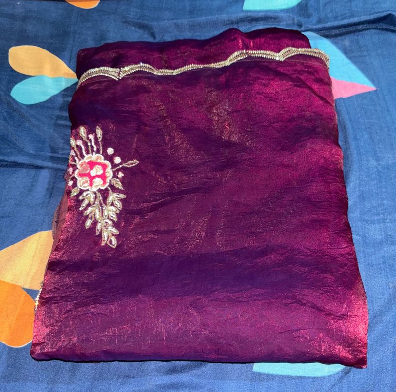 Iridescent Fabric Double Colour Saree