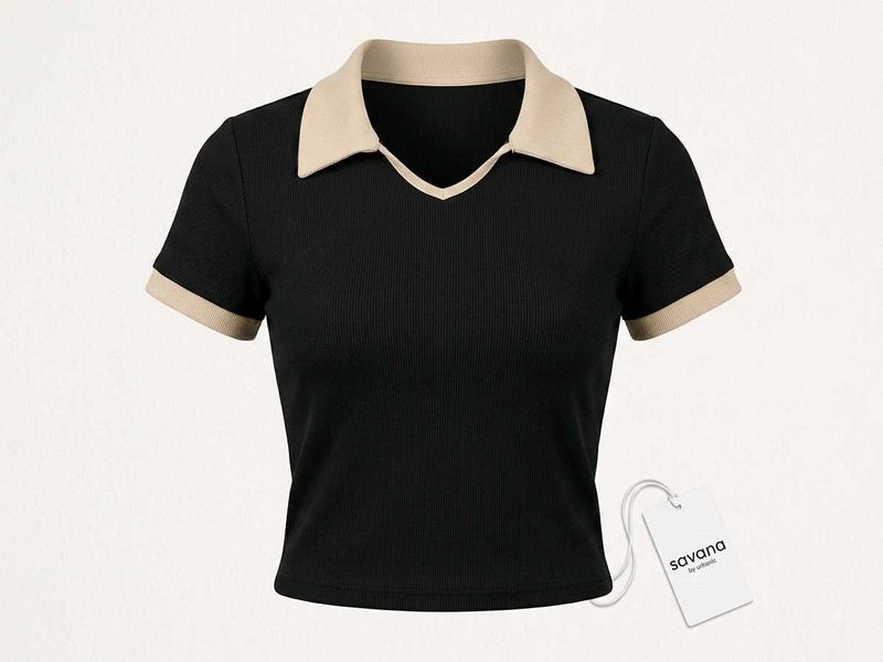 Chic Black &amp; Beige gathered pullover TShi