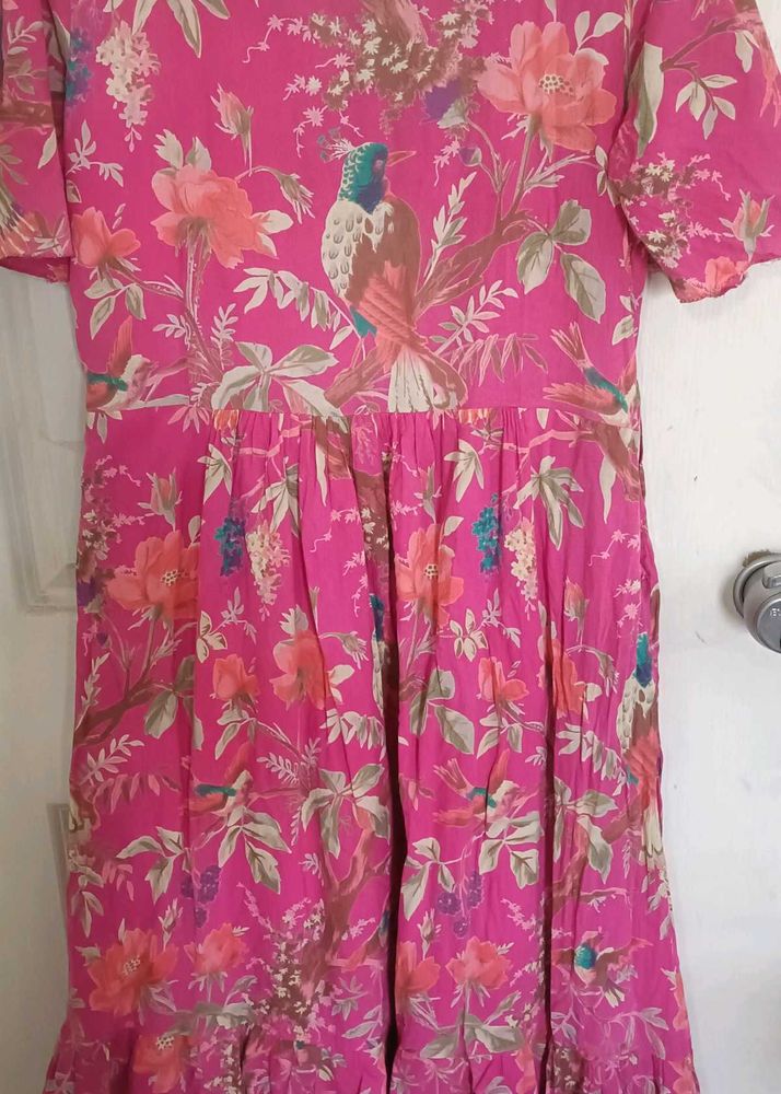 feeding Floral Bird Print Dress