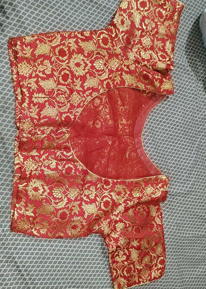 Red &amp; Gold Brocade Blouse