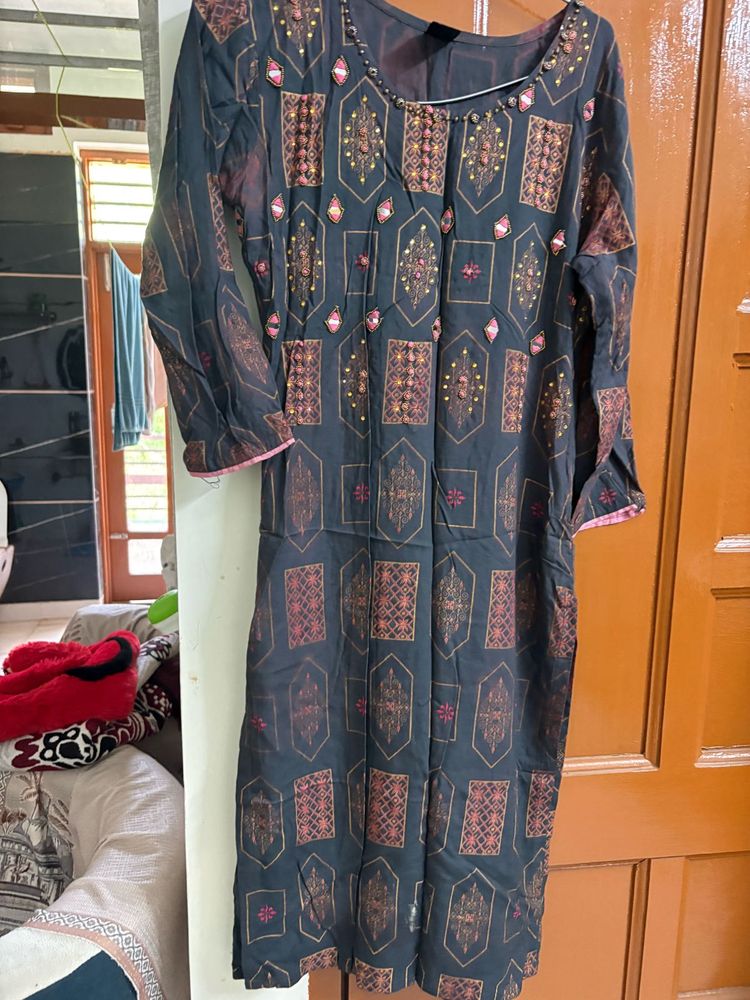 Elegant Black Printed Kurta