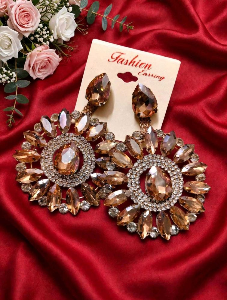 💖 Champagne Gold Sunburst Earrings - Big Statemen