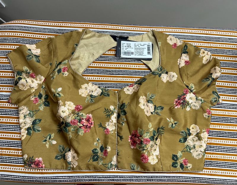 Indya Brand Gold With Floral Pattern Blouse