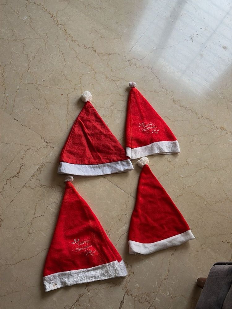 Set of 4 Christmas Santa Hats