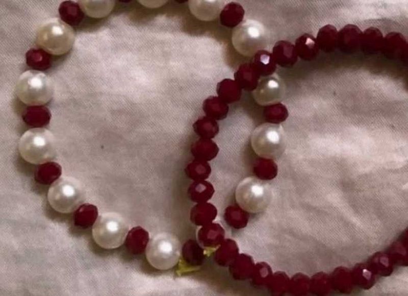 Pearl &amp; Red Bead Bracelets