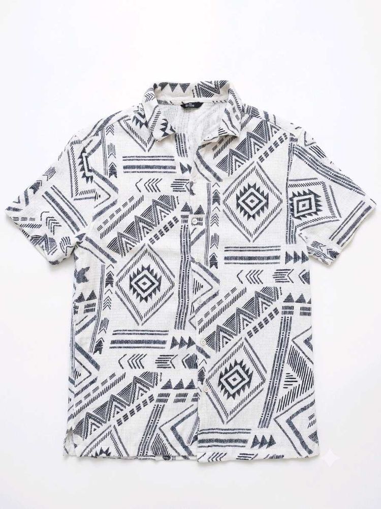 Men's Geometric Print Short Sleeve Shirt