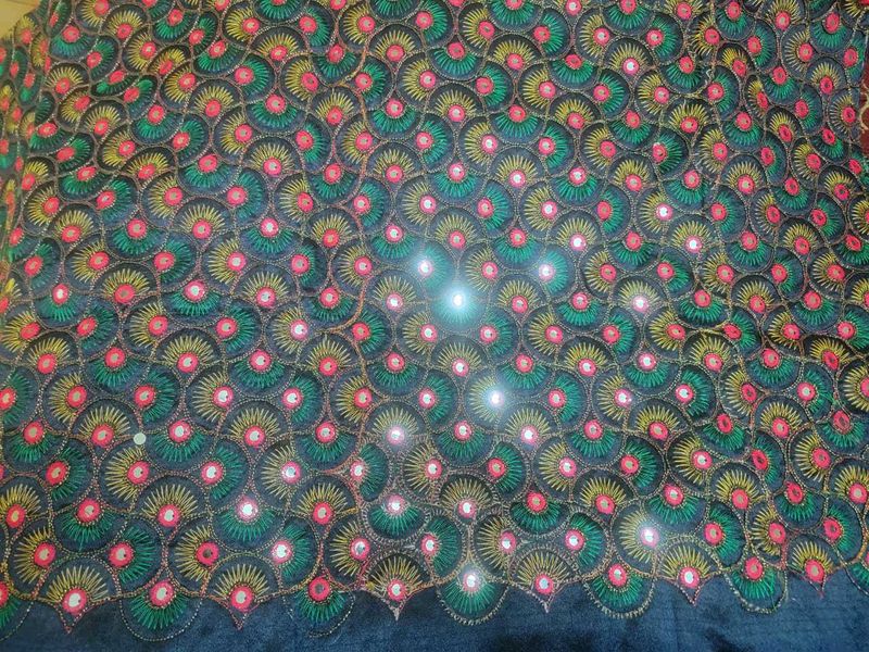 Embroidered Mirror Work Fabric