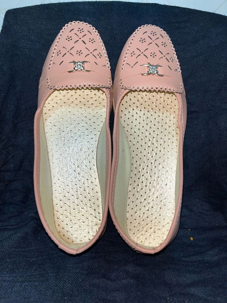 Cute Pink Loafers with Embellishment