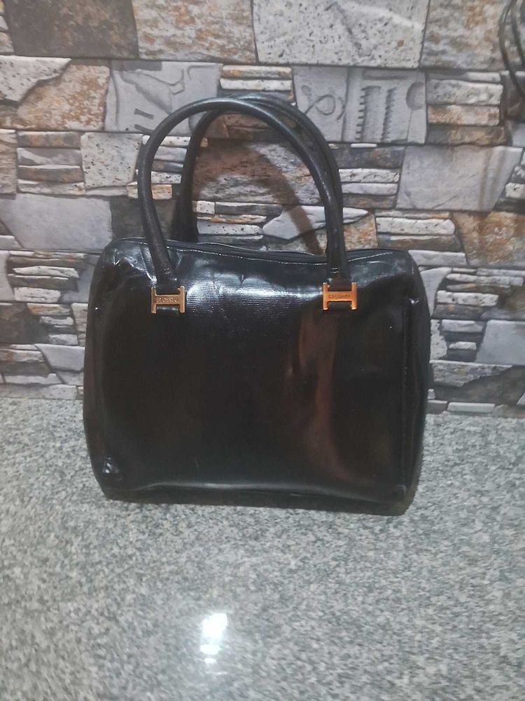 Chic Black Patent Handbag