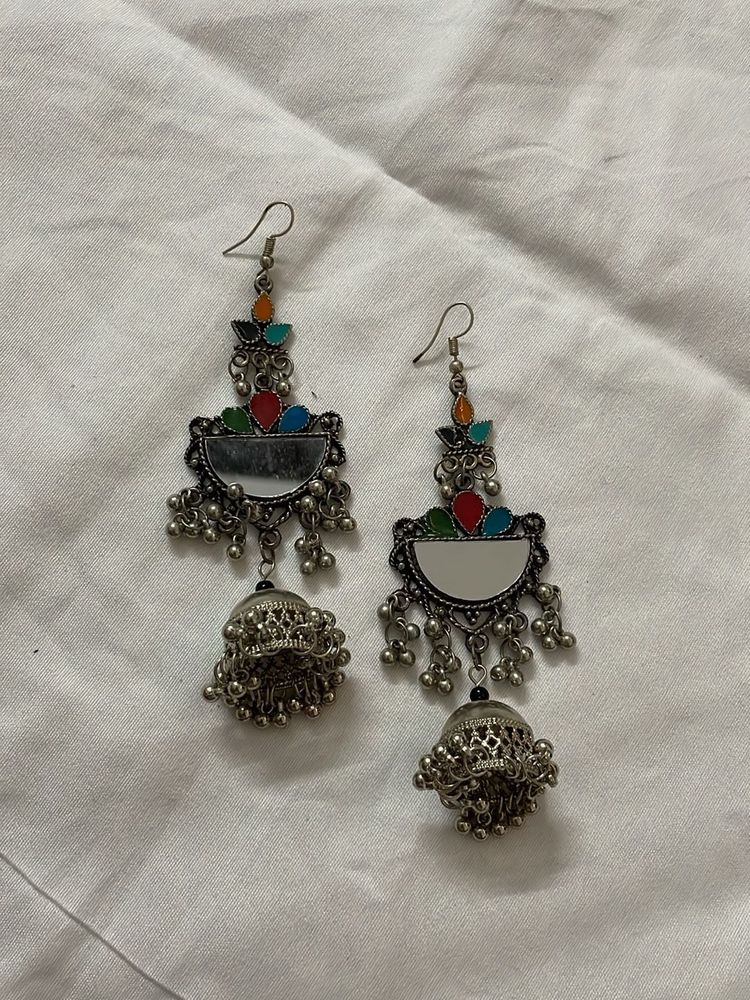 Boho Mirror Jhumka Earrings