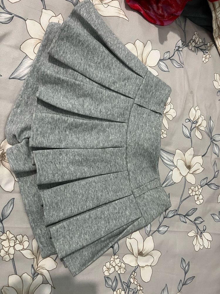 Grey Pleated Skirt