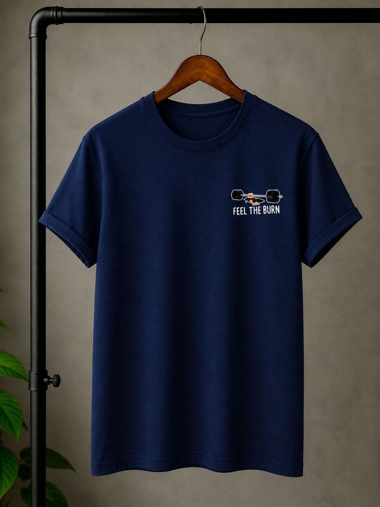 Navy Blue "Feel The Burn" Graphic Tee