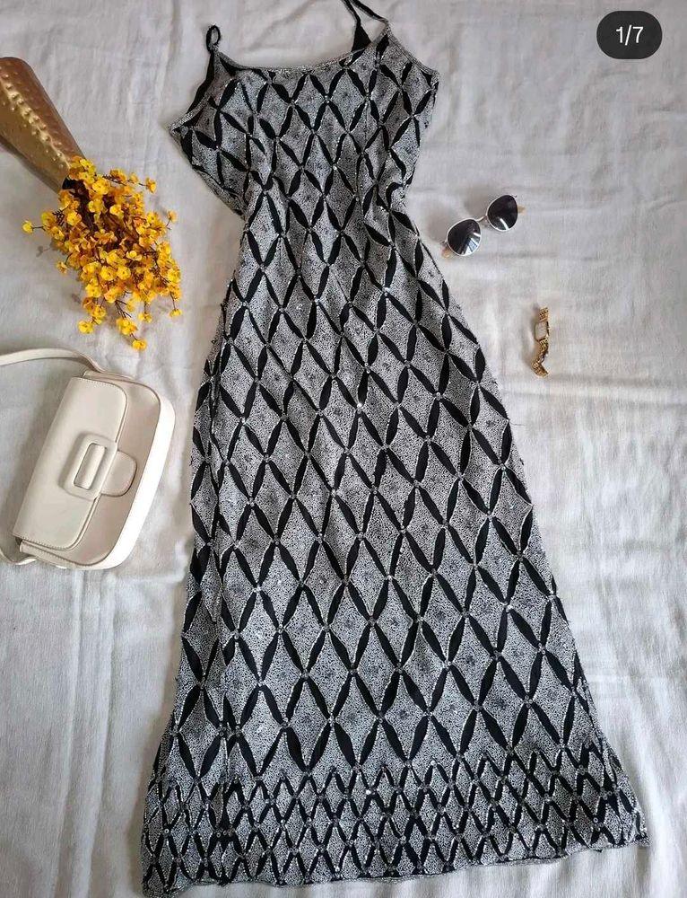 Sparkly Black &amp; White Maxi Dress