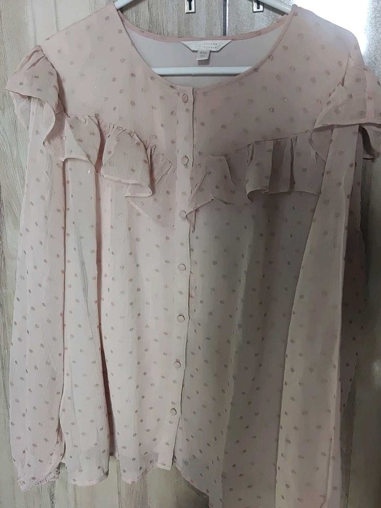 Sheer Ruffle Dot top