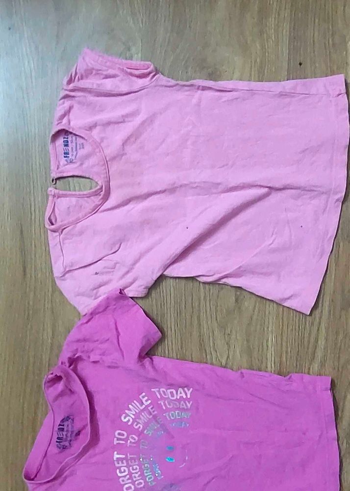 set of 2 Cute Pink T-Shirts for Girls