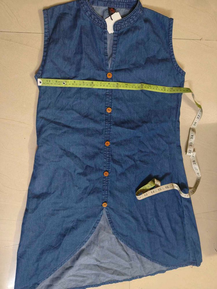 Sleeveless cotton Denim blend kurti new with tag