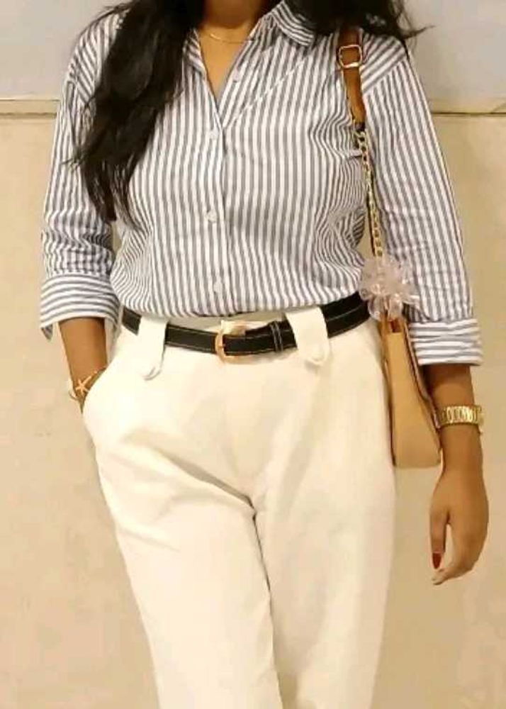 Striped Collared Button-Down Shirt