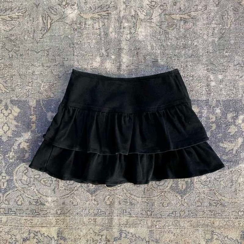 Black Tiered Mini Skirt