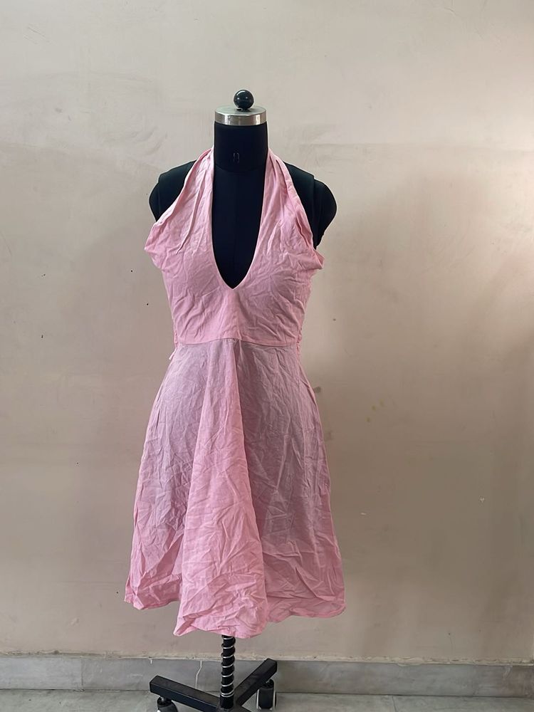 Pink Halter Neck Mini Dress