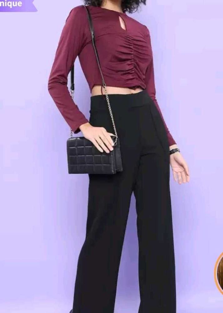 Tokyo Talkies Flared Fit High Rise Trousers