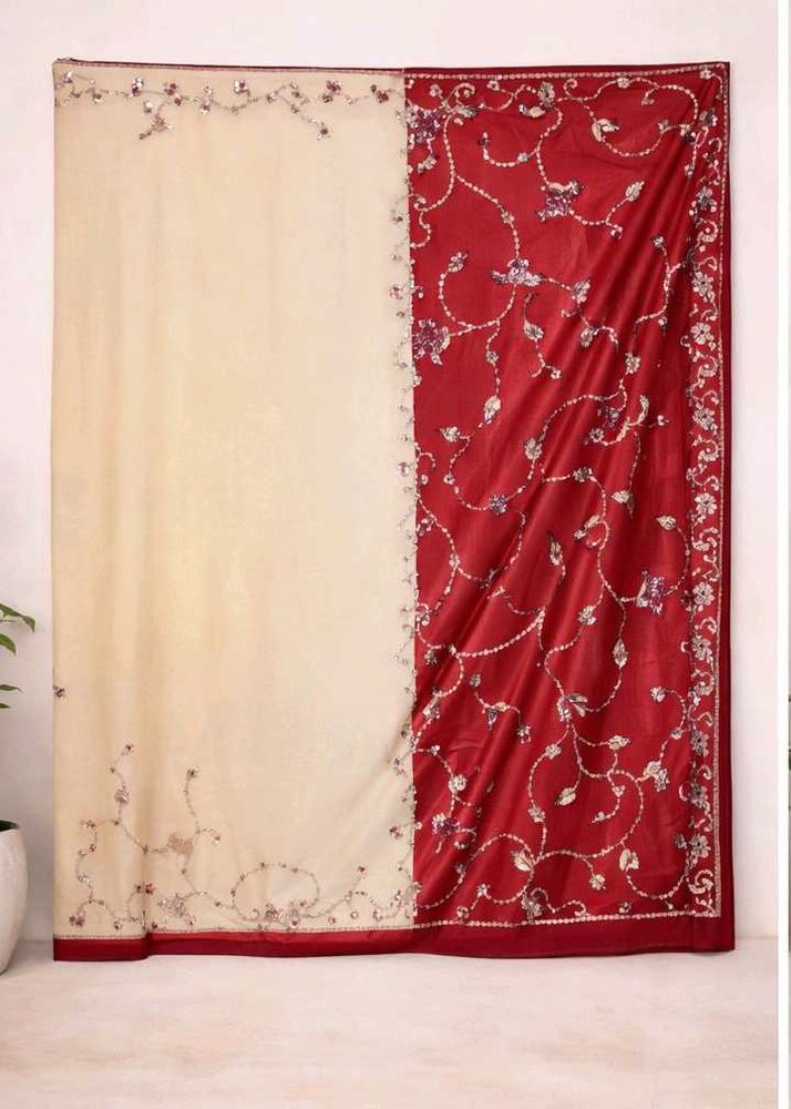 Red Embroidered Saree