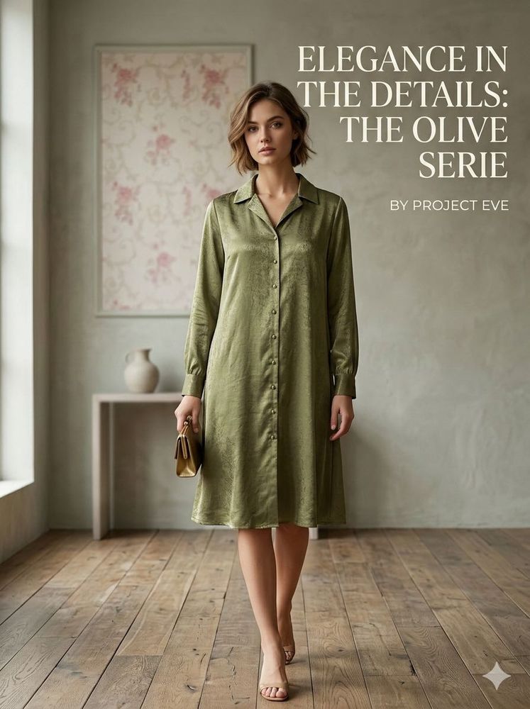 Elegant Olive Green Button-Down Dress