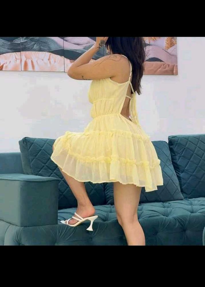 Brand new Shein Yellow Tiered Mini Dress