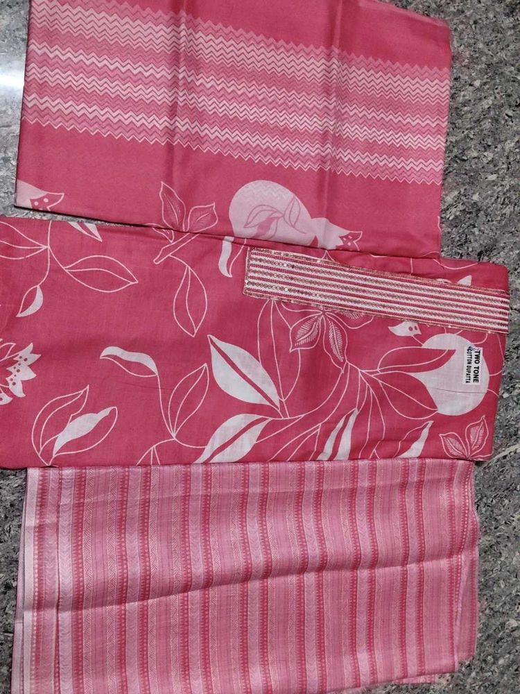 Pink Floral salwar-kurta cloth material