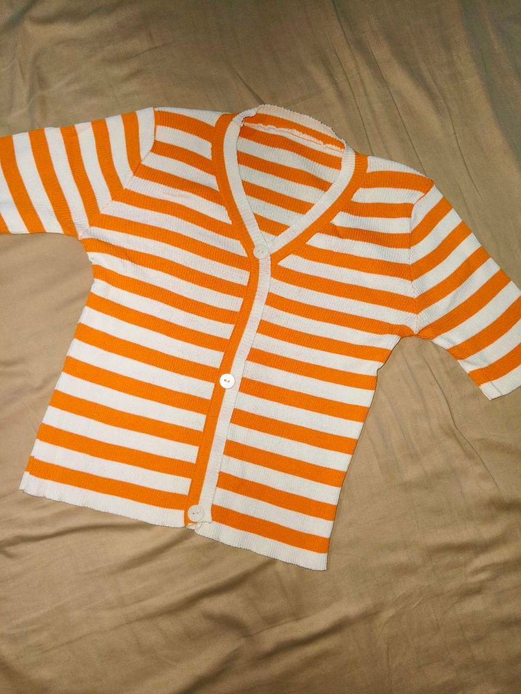 Striped V-Neck Cardigan🧡