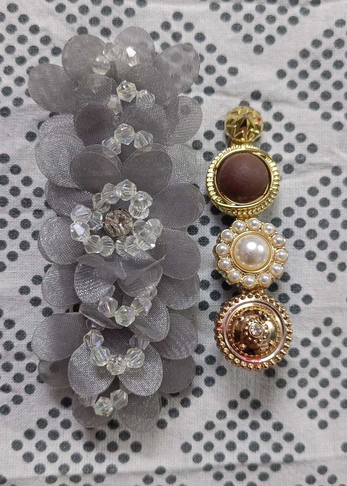 Floral Hair Clip with pearl cli
