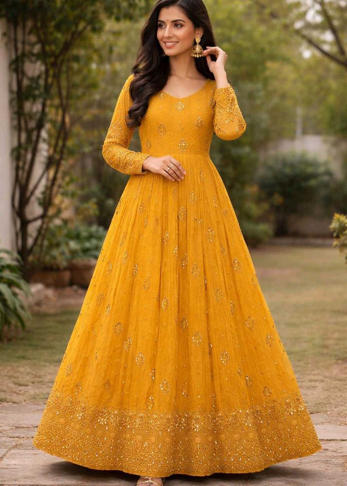 Beautiful Yellow Embellished Gown