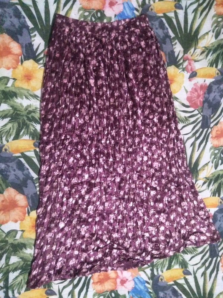 Elegant Floral Pleated Maxi Skirt
