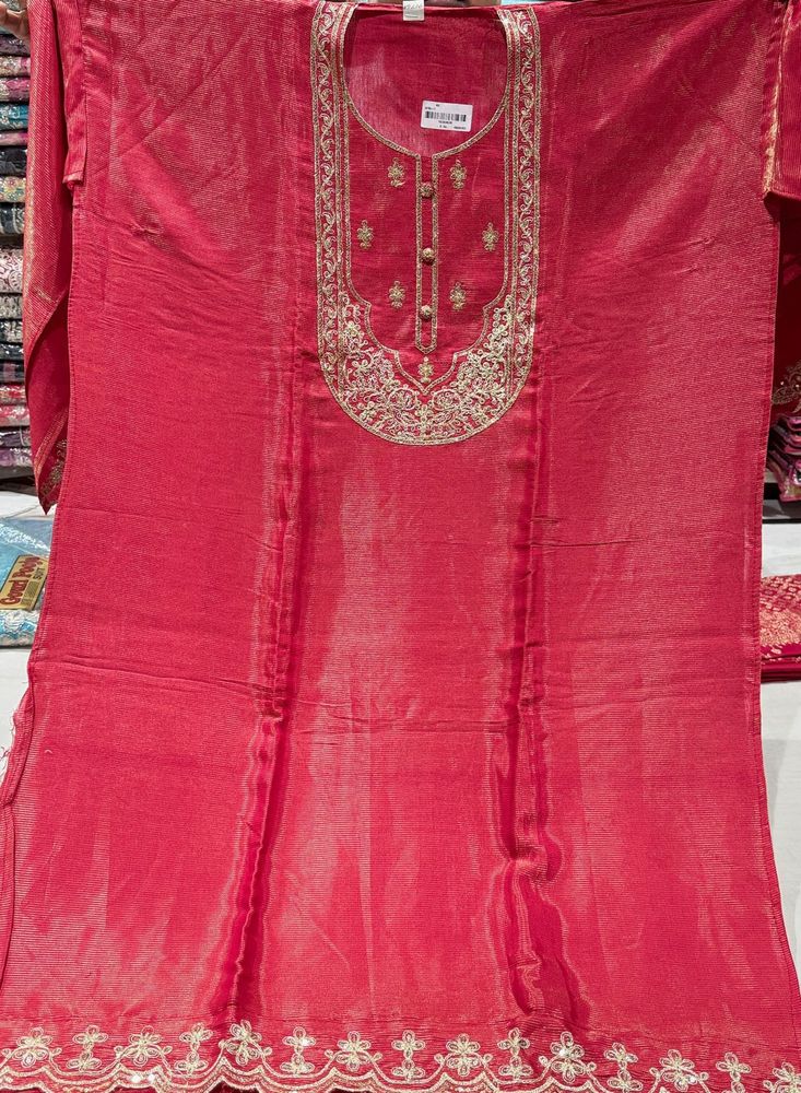 Elegant Pink Embroidered Kurta material