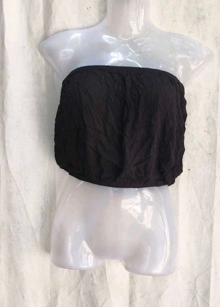 Black Strapless Crop Top