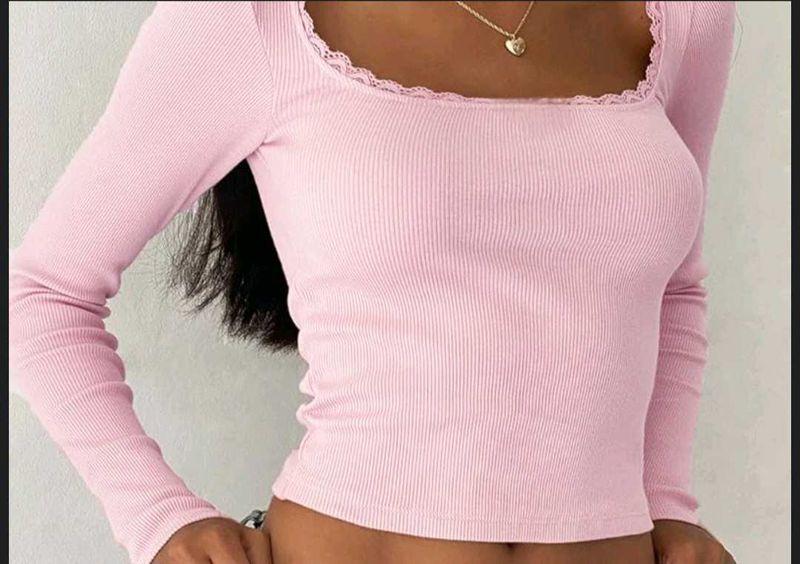 Pink Lace Long Sleeve Top