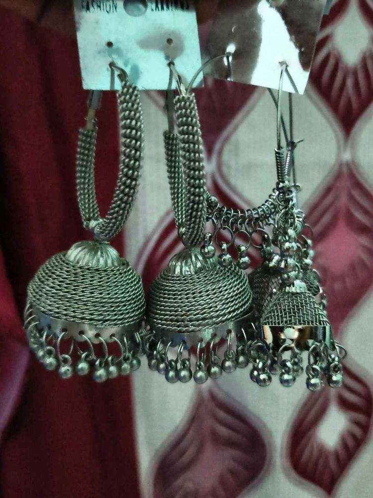 Oxidized Jhumka Earrings